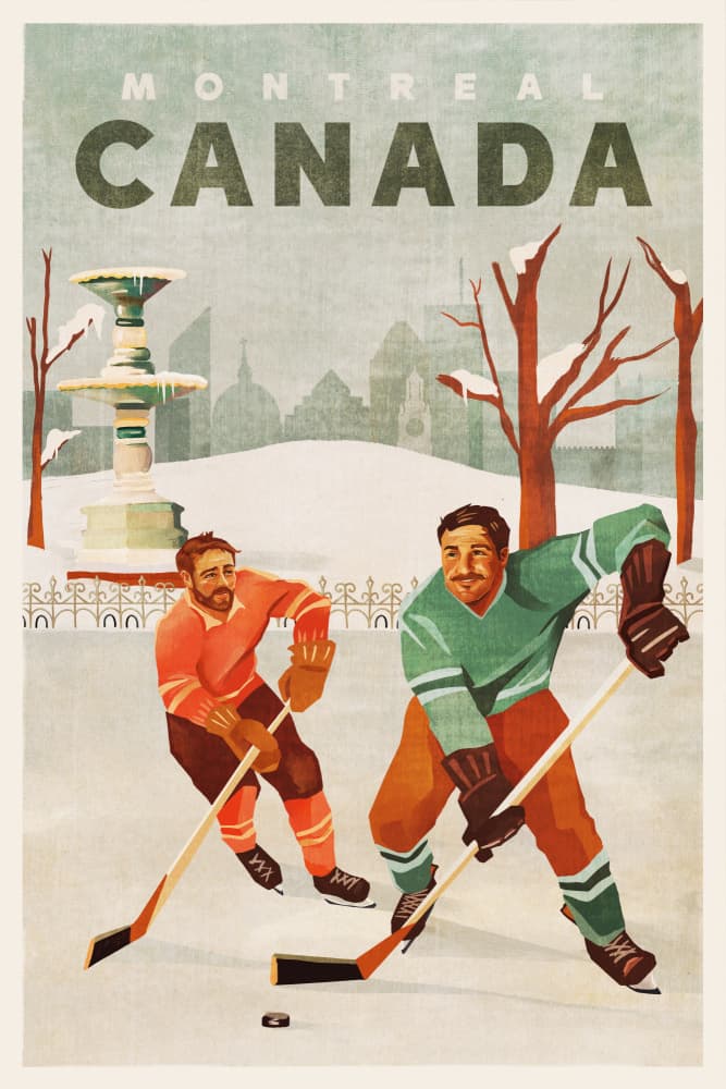 Montreal Canada Pond Hockey Guys by The Whiskey Ginger — canvas wall art