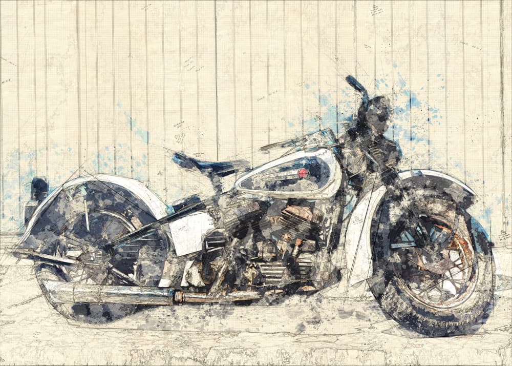 Classic Motorcycle Art by Lembayung senja studio [Vintage Poster] — canvas wall art