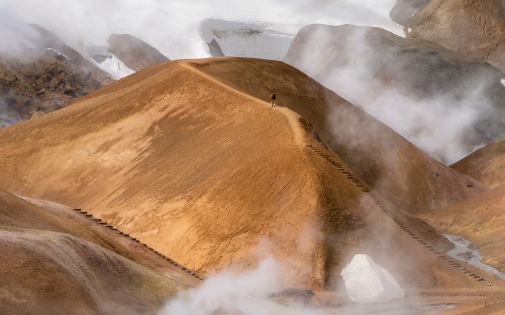 Steaming Volcanic Landscape by John J. Chen — canvas wall art