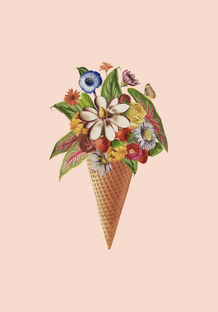 Floral Ice Cream Cone by Frida Floral Studio — canvas wall art