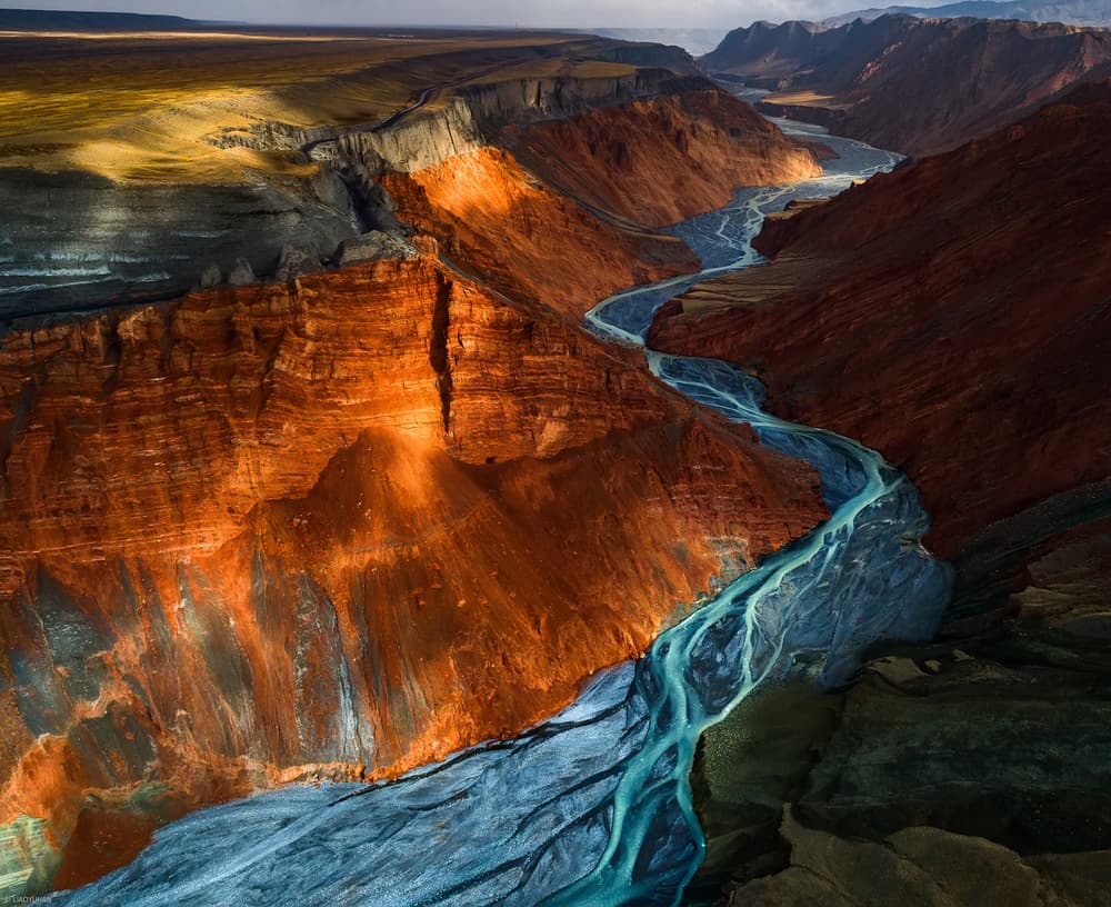 Winding Canyon River by LIAOYUHAN — canvas wall art