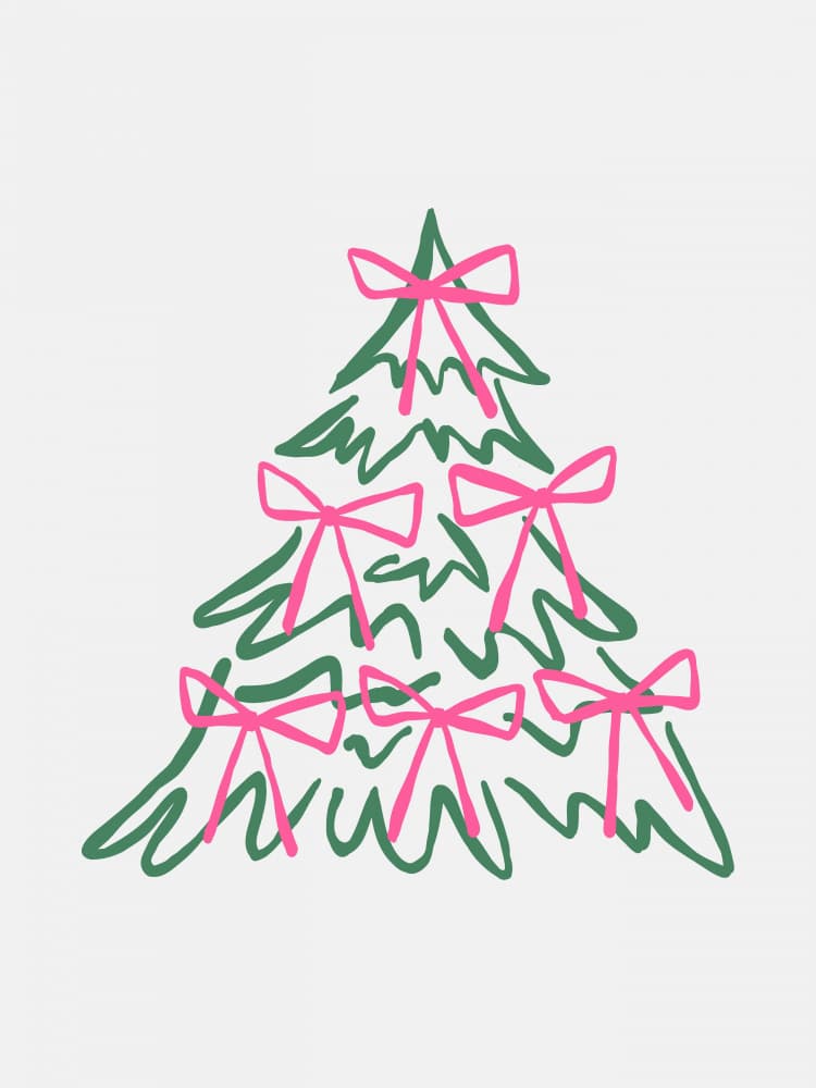 Pink Bow Christmas Tree by Jolly and Dash — canvas wall art