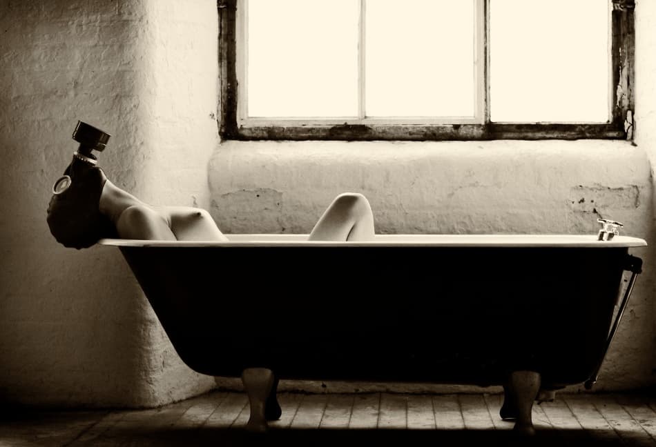 Gas Mask Bathtub Solitude by Paul — canvas wall art