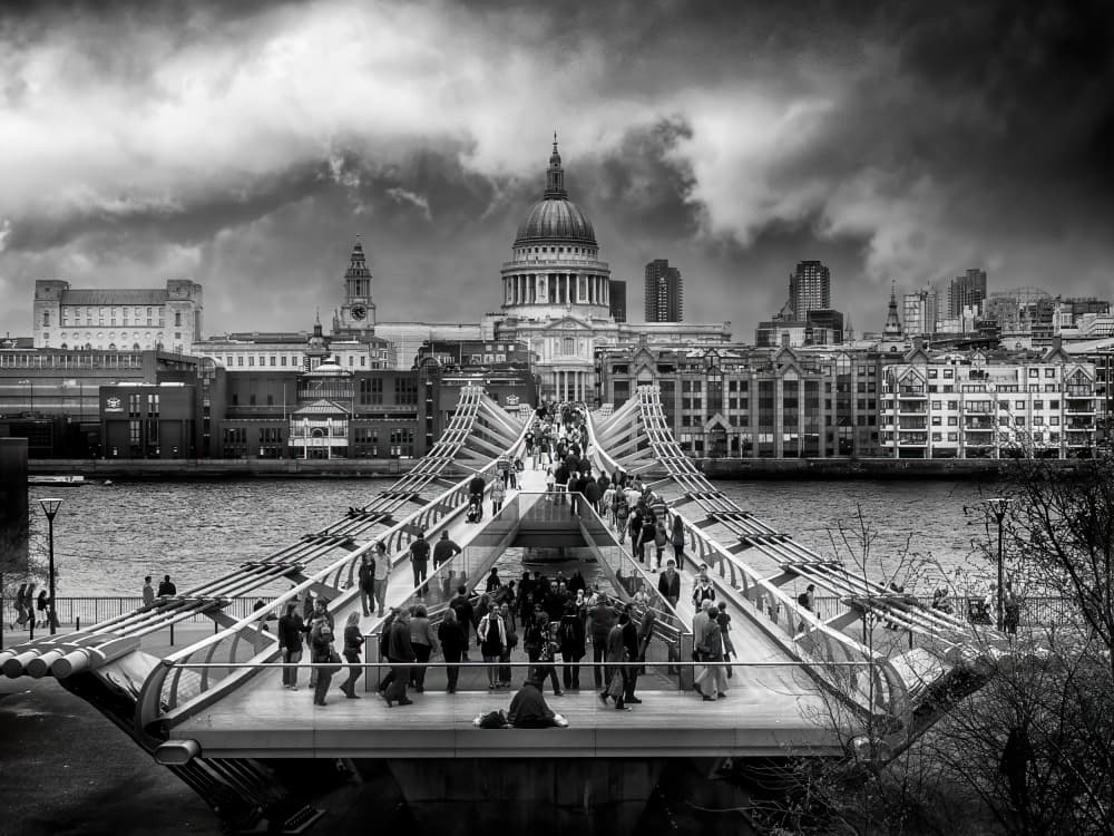St Pauls Millennium Bridge by Angel Villalba — canvas wall art