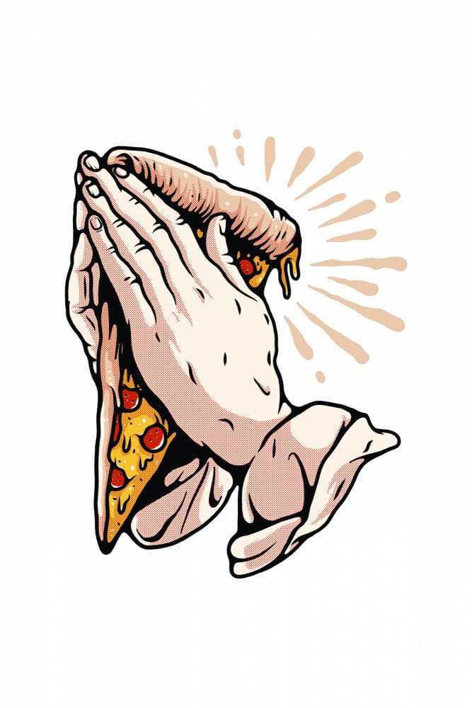 Pizza Prayer Hands by jay stanley — canvas wall art