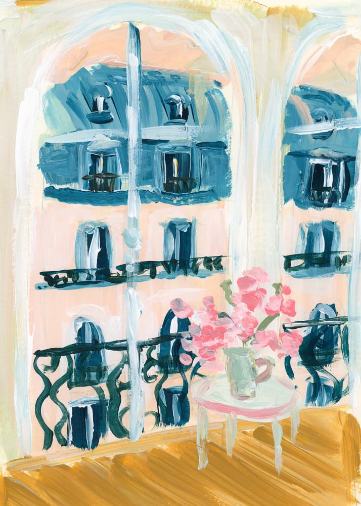 Paris Apartment Acrylic Painting by Katharina Puritscher — canvas wall art