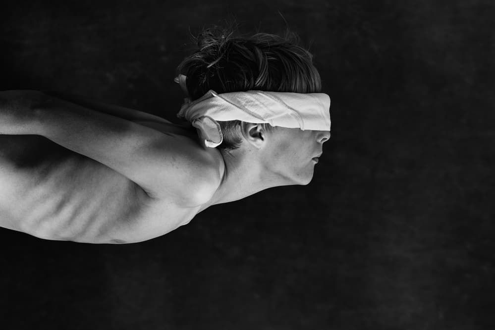 Vulnerable Blindfolded Profile by Mirjam Delrue — canvas wall art