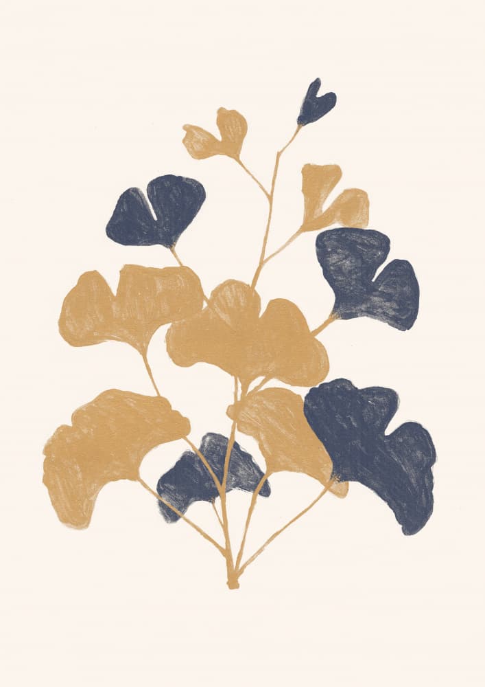 Golden Navy Ginkgo by Florent Bodart — canvas wall art