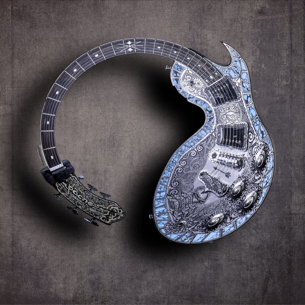 Ornate Blue Dragon Guitar by Stephan Rückert — canvas wall art