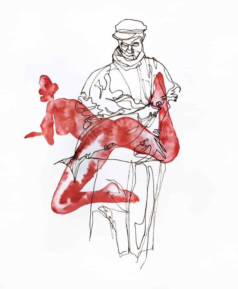 Red Nude Fisherman by Joshua Hoskins — canvas wall art