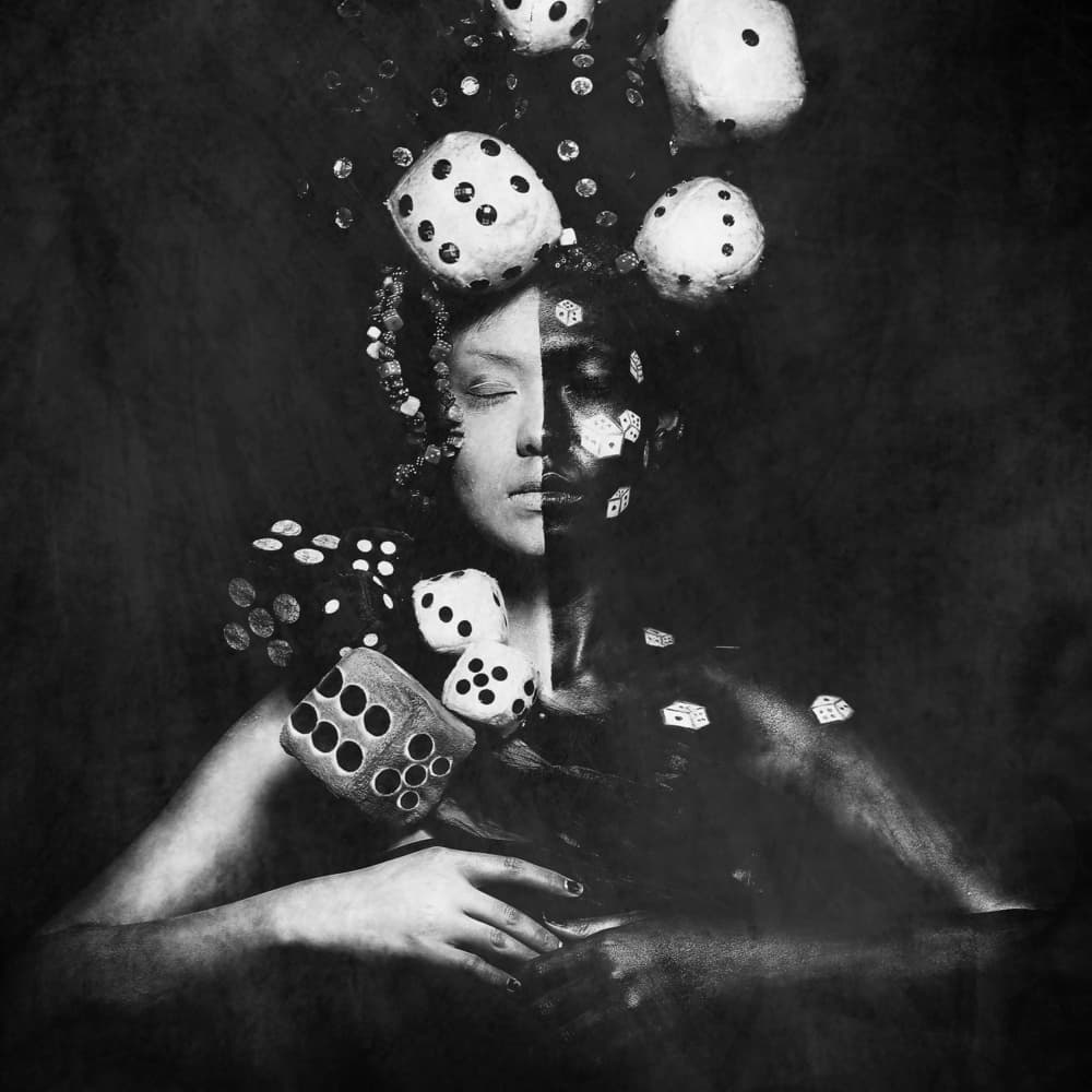 Mysterious Dice Portrait by Abr Abe — canvas wall art