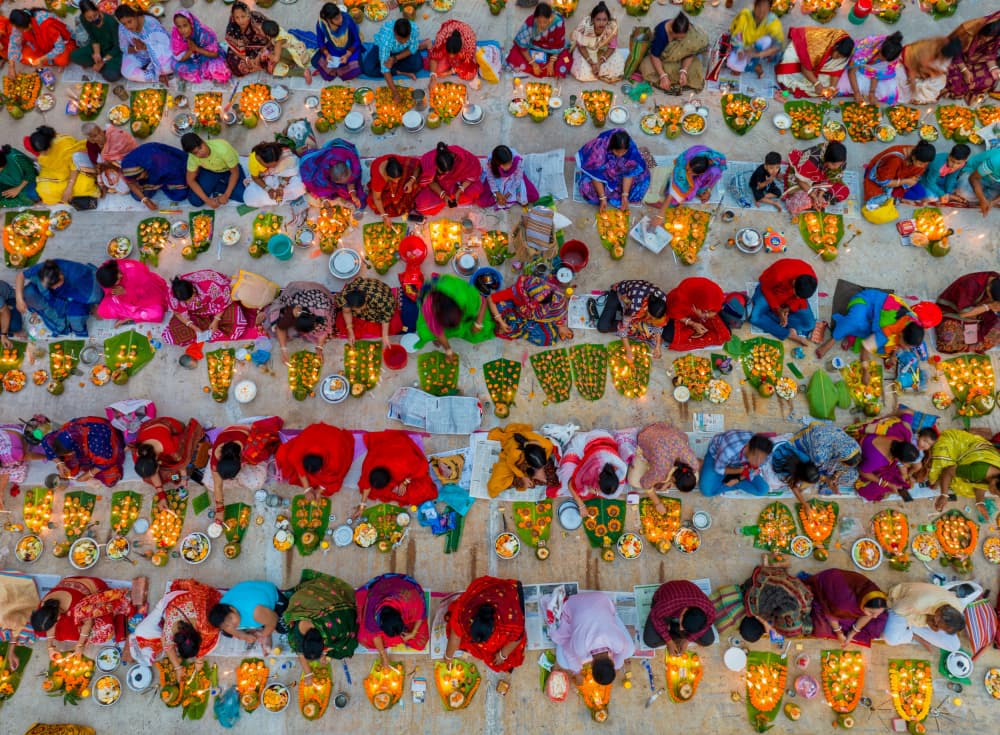 Vibrant Festival Worship by Azim Khan Ronnie — canvas wall art