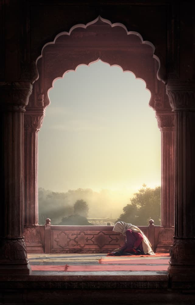 Praying Woman Golden Sunrise by Nadav Jonas — canvas wall art