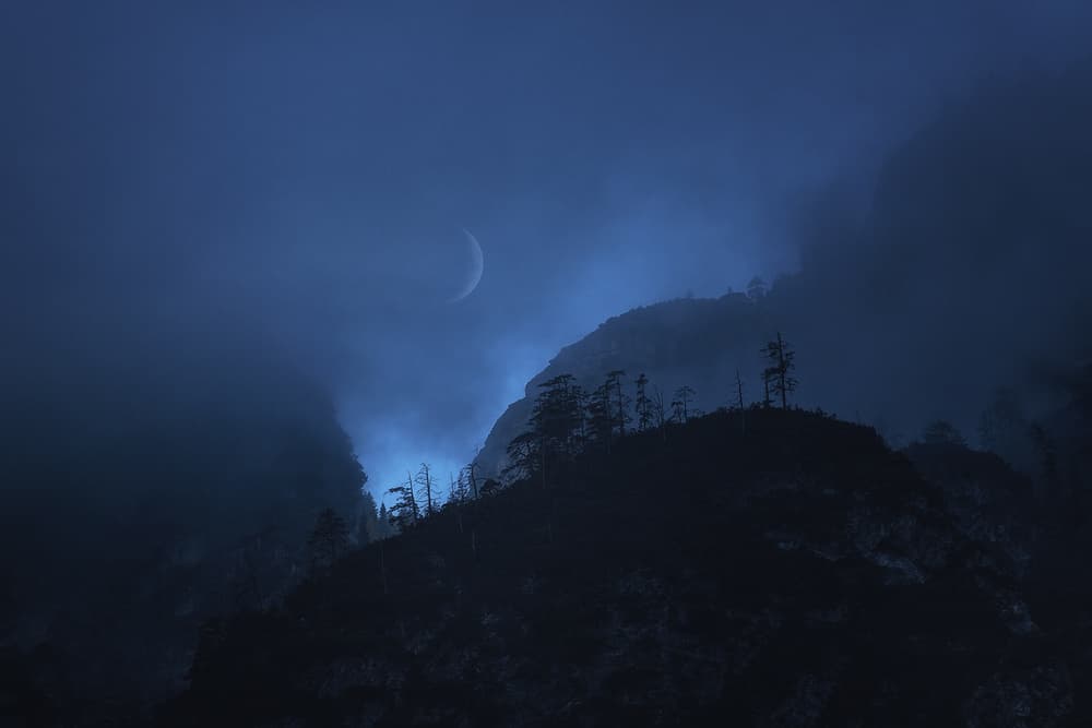 Blue Moon Mountains by Uschi Hermann — canvas wall art