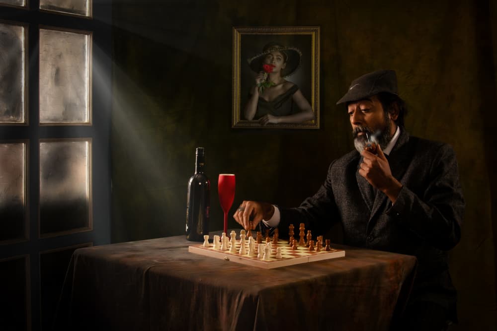 Thoughtful Chess Player by PARTHA BHATTACHARYYA — canvas wall art