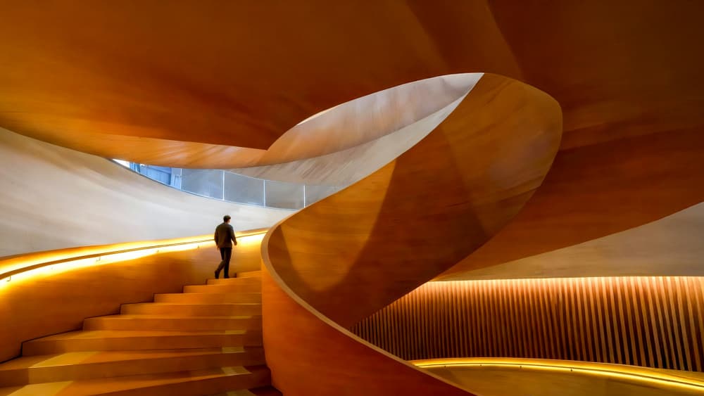 Warm Modern Staircase by X-FlyingKN — canvas wall art