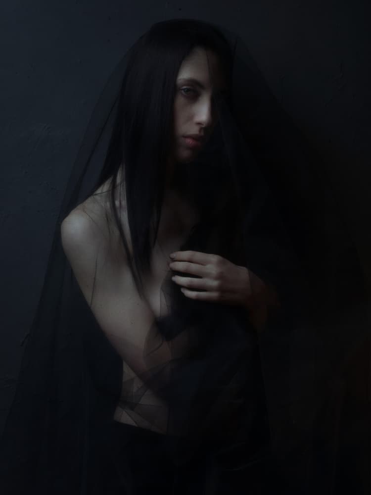 Mysterious Veiled Woman by Filippo Manini — canvas wall art