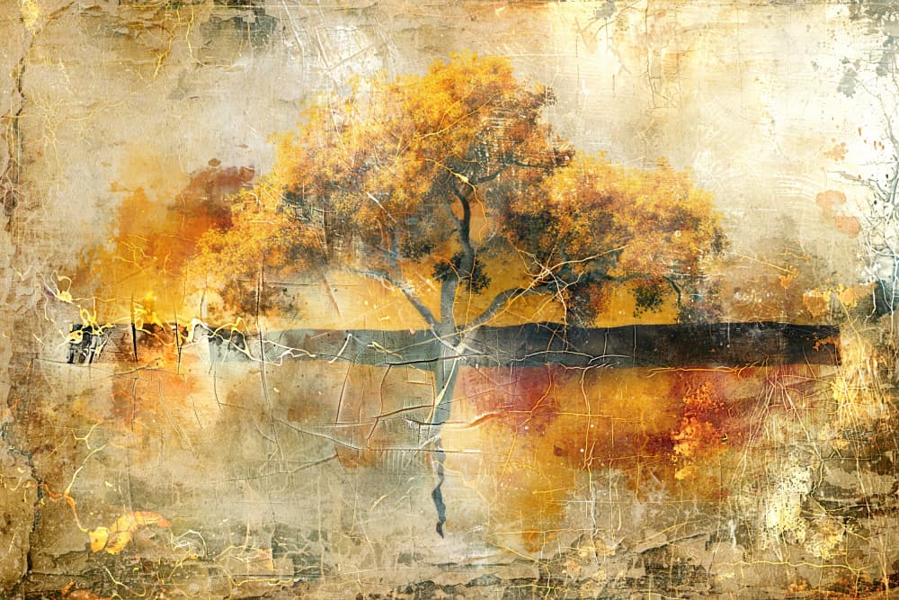 Golden Tree Reflection by Rafal Kulik — canvas wall art