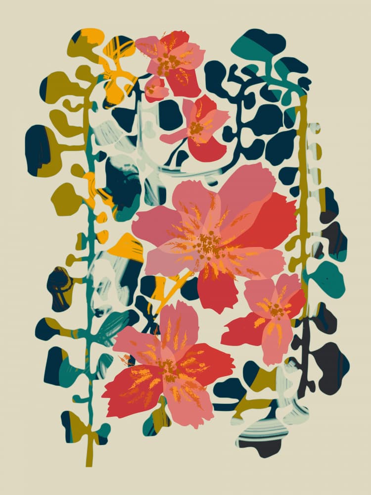 Vibrant Abstract Flowers by Annick — canvas wall art