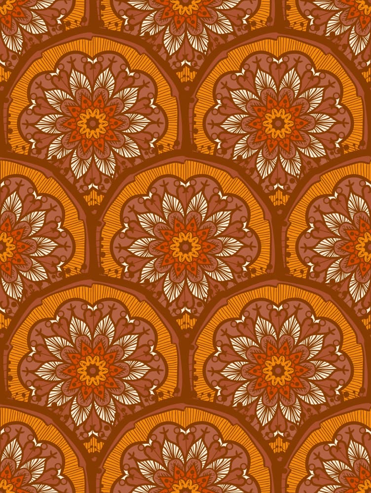 Warm Bohemian Mandala Pattern by Marika Barsrsind — canvas wall art