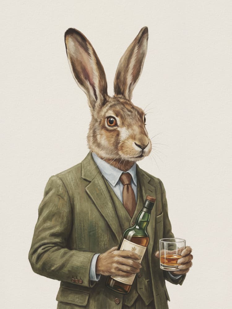 Dapper Hare with Whiskey by Andreas Magnusson — canvas wall art