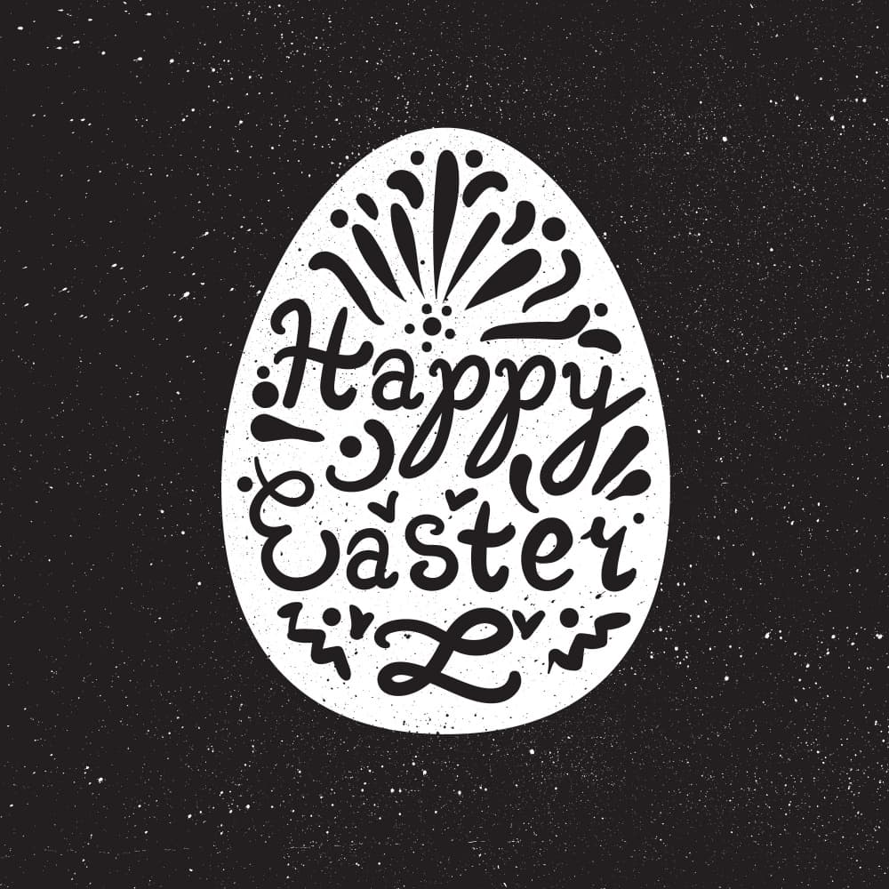 Happy Easter Calligraphy Egg by Marika Barsrsind — canvas wall art