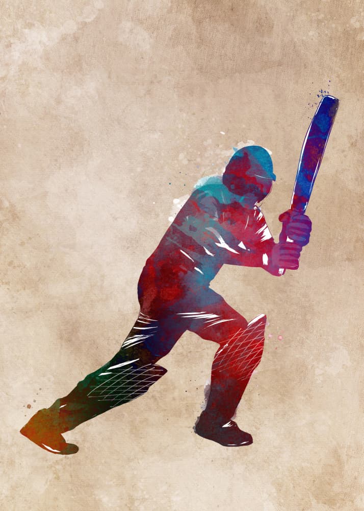 Vibrant Cricket Player by Justyna Jaszke — canvas wall art