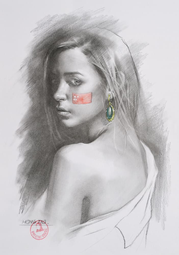 Pensive China Portrait by Hongtao Huang — canvas wall art