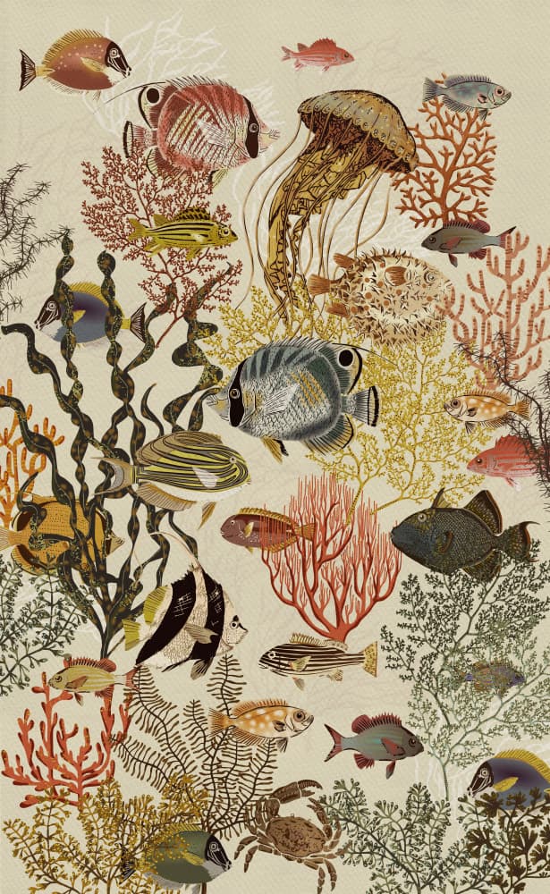 Vibrant Coral Reef Life by Annick — canvas wall art