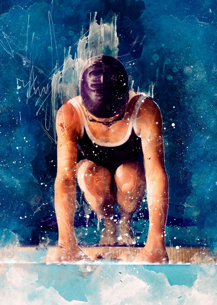 Focused Swimmer Start by Justyna Jaszke — canvas wall art