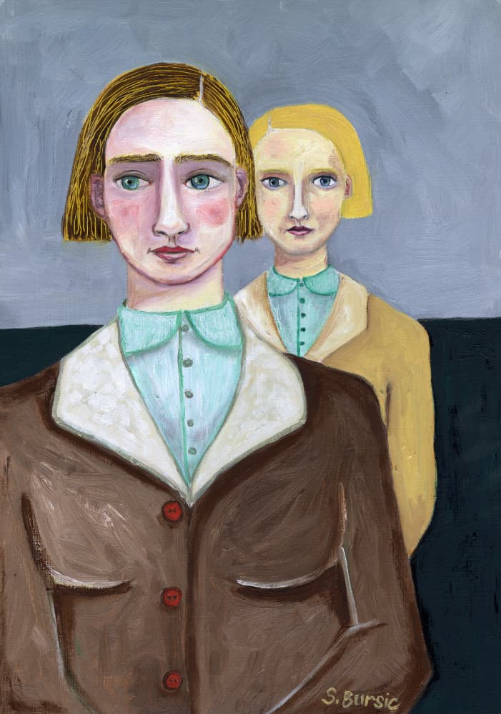Vintage Folk Portraits by Sharyn Bursic — canvas wall art