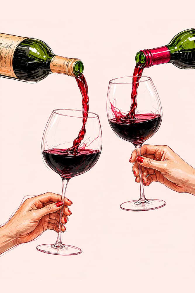 Pouring Red Wine Glasses by The Art Concept — canvas wall art