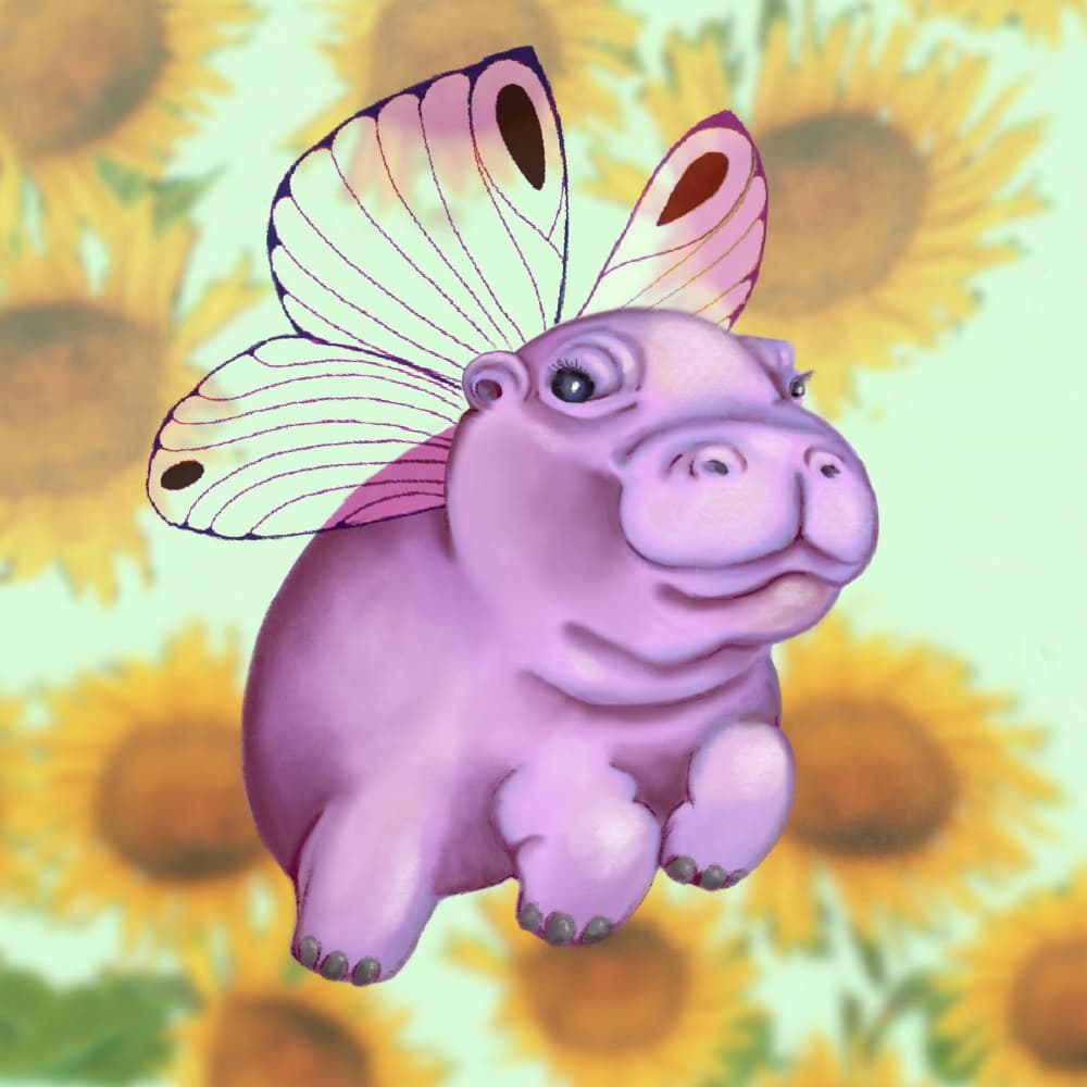 Pink Hippo Butterfly by Anda Bieza — canvas wall art