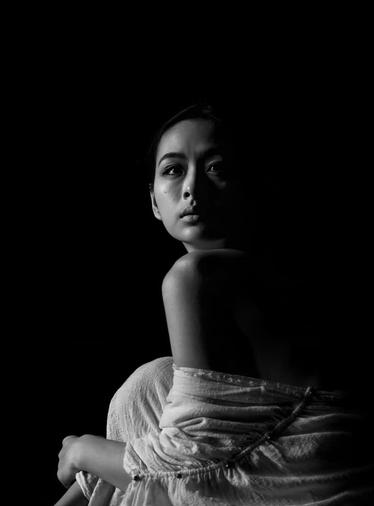 Mysterious Gaze Portrait by Rae Zhang — canvas wall art
