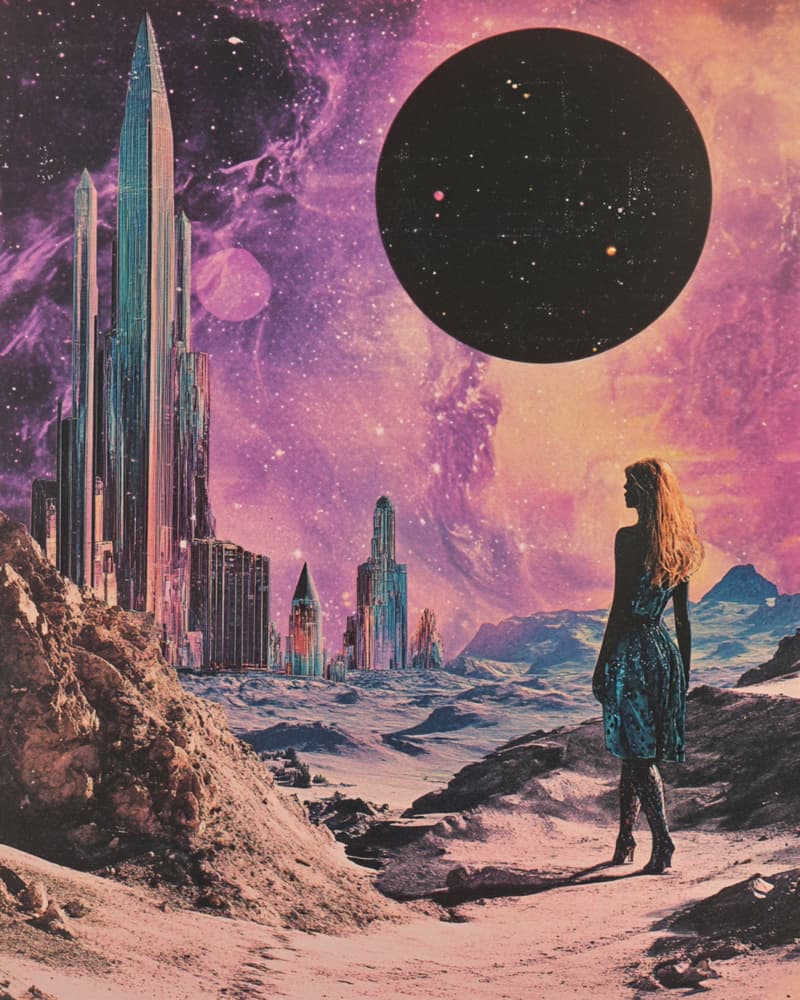 Cosmic Cityscape Woman by Samantha Hearn — canvas wall art