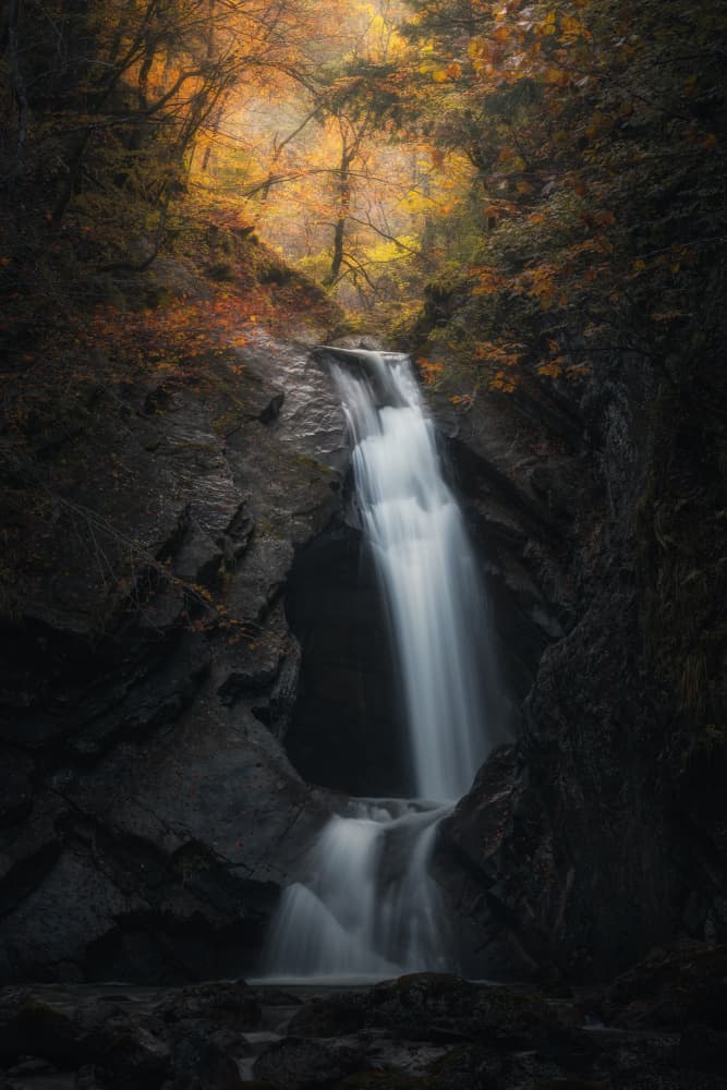 Autumn Forest Waterfall by Thomas de Franzoni — canvas wall art