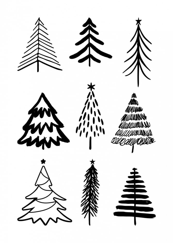 Sketched Christmas Trees by Kristina N. - SoulArt Shop — canvas wall art