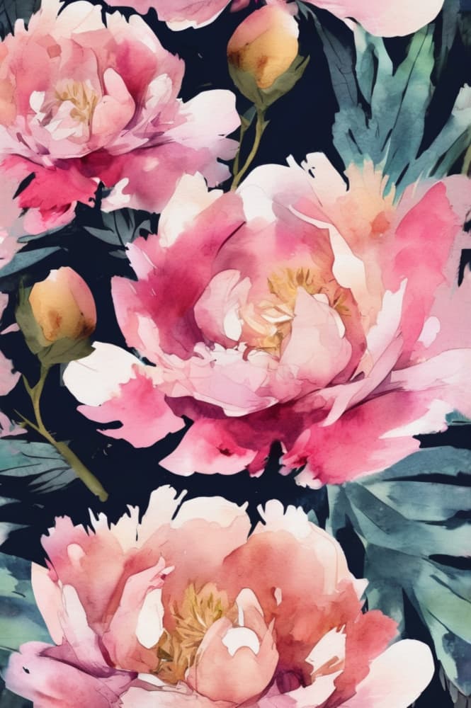 Pink Peonies Watercolor by Anda Bieza — canvas wall art