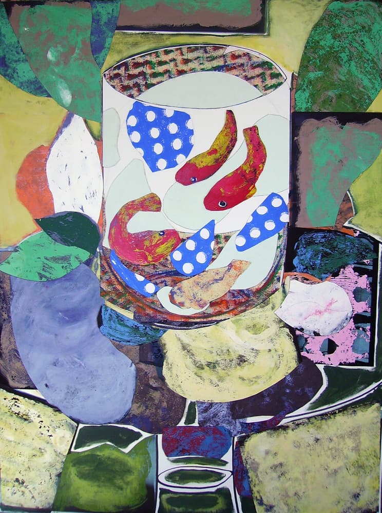 Vibrant Abstract Fish Jar by Pascal Marlin — canvas wall art