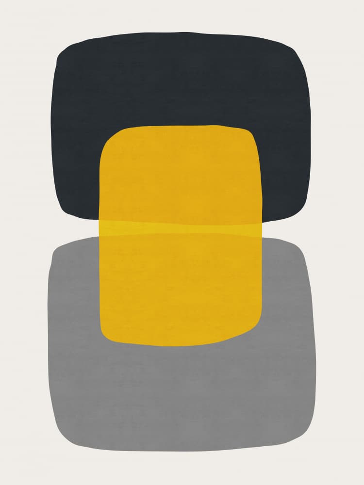 Yellow Gray Abstract Layers by Vitor Costa — canvas wall art