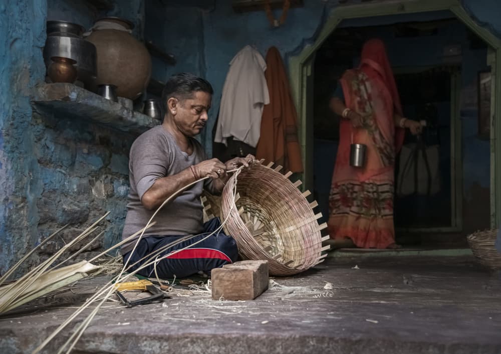 Artisan Weaving Basket by Anita Singh — canvas wall art