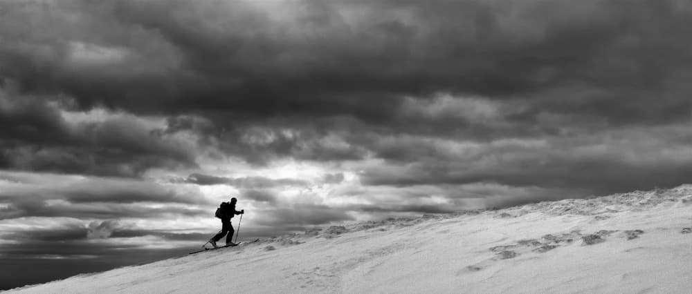 Stormy Mountain Skier by Marcel Rebro — canvas wall art