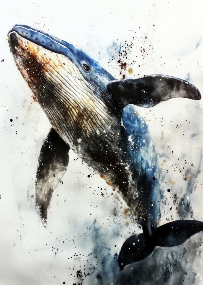 Dynamic Whale Splatter by Justyna Jaszke — canvas wall art