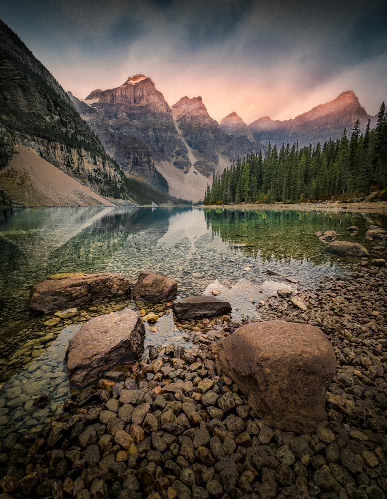Moraine Lake Sunset Glow by Bing Li — canvas wall art