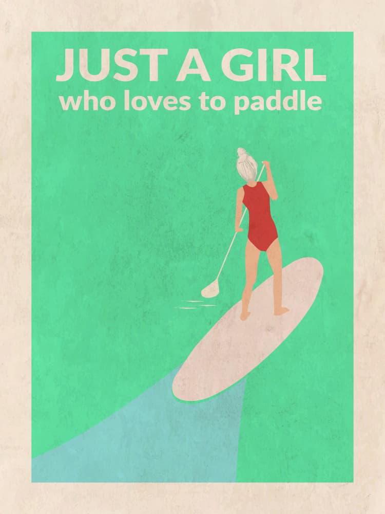 Summer Paddleboard Girl by WallChart Art Studio — canvas wall art