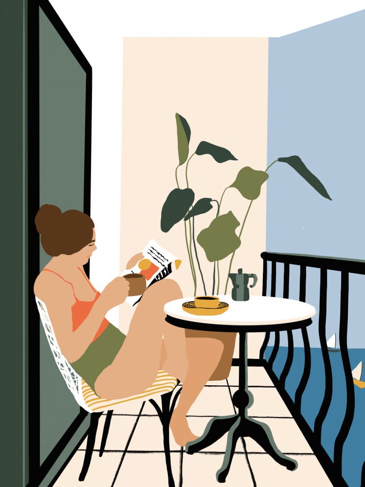 Morning Balcony Coffee by Ceyda Alasar — canvas wall art