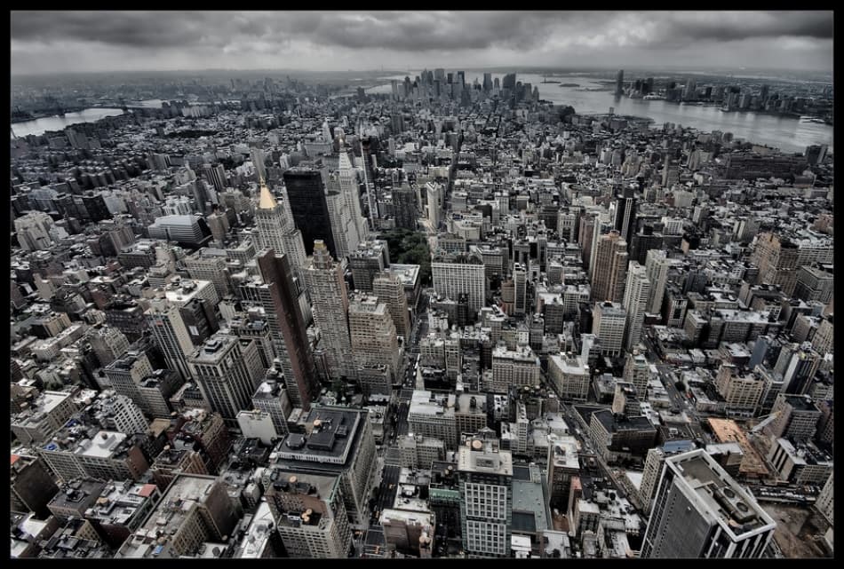 Cloudy City Skyline by Klaus Ratzer — canvas wall art