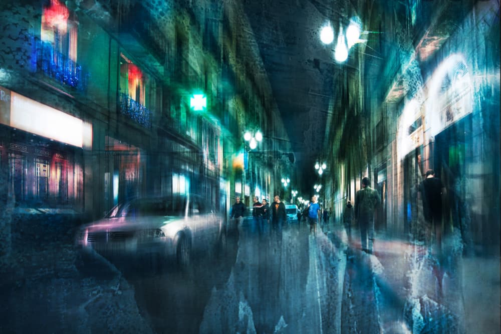 Mysterious City Lights by Nicodemo Quaglia — canvas wall art