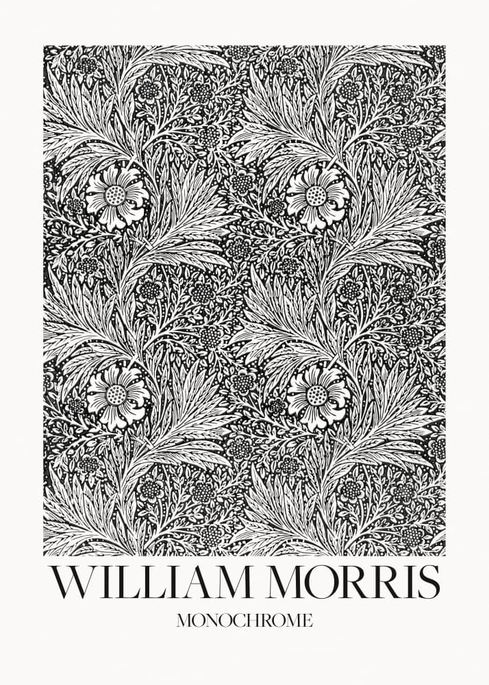 Marigold Monochrome by William Morris — canvas wall art