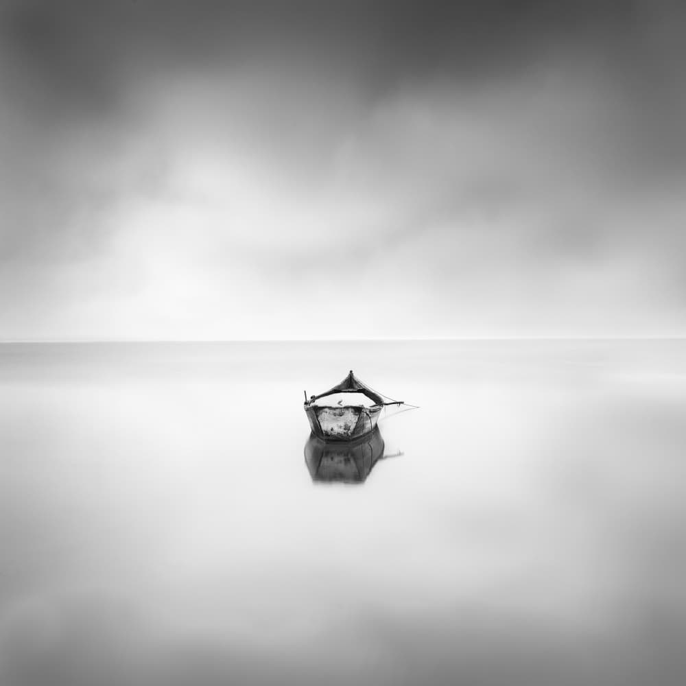 Lone Boat Mist by George Digalakis — canvas wall art